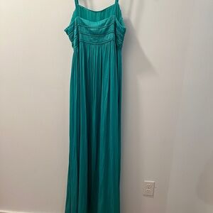 INTERMIX Blue/Green Pleated Maxi Sundress